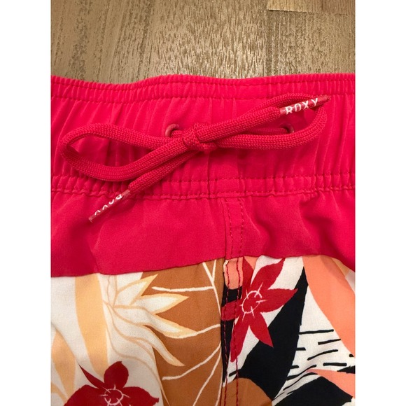 Roxy Womens Tropical Floral Board Shorts Pink Orange Size Medium Drawstring Swim - Picture 5 of 7